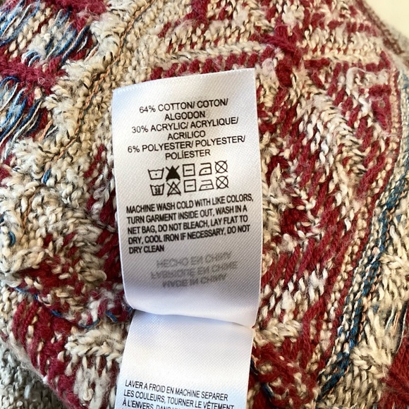 Lucky Brand Boho Southwest Geo Print Open Cardigan - Tan/Red/Blue - L - Picture 9 of 9